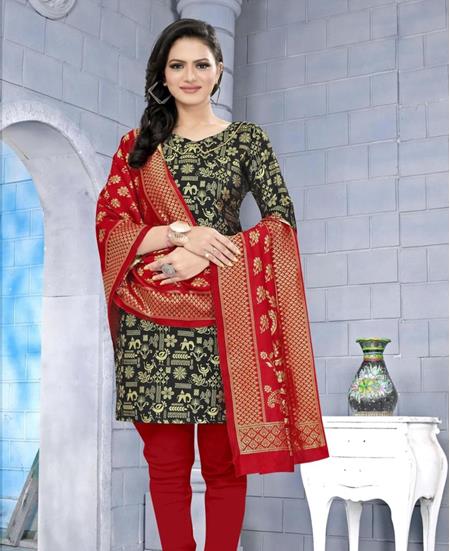 Picture of Comely Black Cotton Salwar Kameez