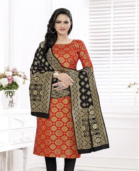 Picture of Superb Red Cotton Salwar Kameez