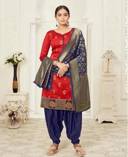 Picture of Charming Red Cotton Salwar Kameez