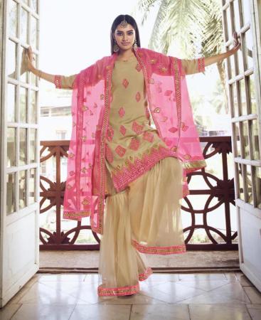 Picture of Exquisite Beige Straight Cut Salwar Kameez