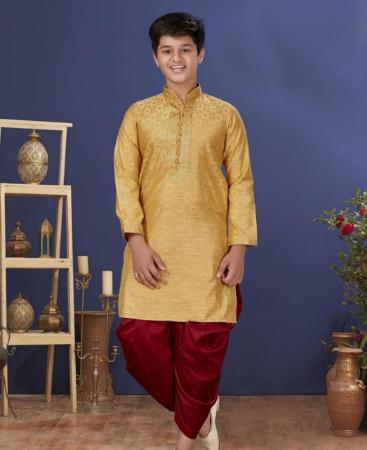 Picture of Charming Golden Kids Kurta Pyjama