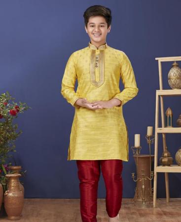 Picture of Bewitching Yellow Kids Kurta Pyjama