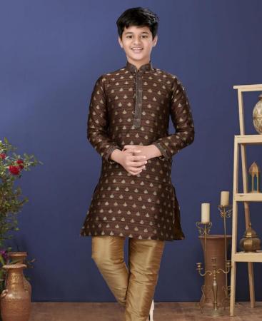 Picture of Charming Coffee Kids Kurta Pyjama