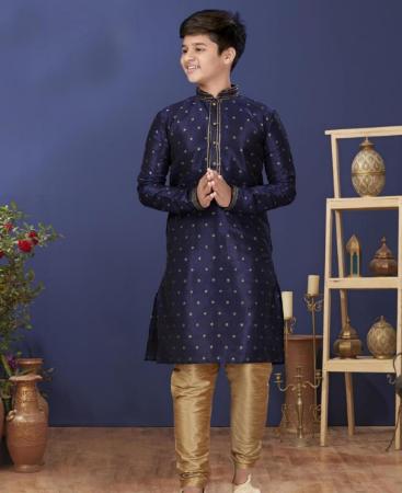 Picture of Ideal Navy Blue Kids Kurta Pyjama