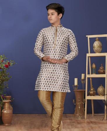 Picture of Fascinating Off White Kids Kurta Pyjama