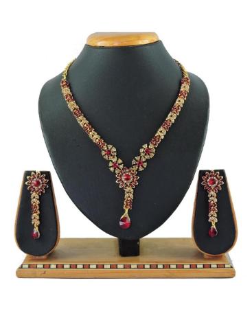 Picture of Splendid Maroon Necklace Set