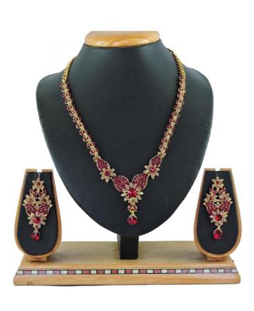 Picture of Alluring Maroon Necklace Set