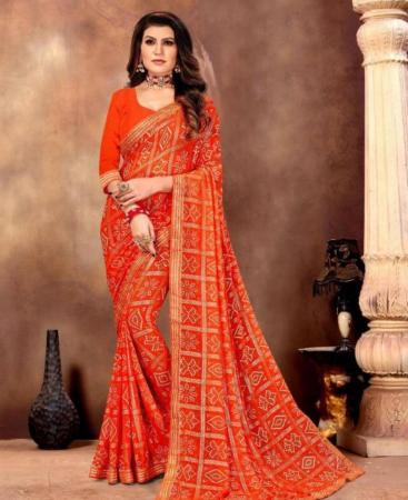 Picture of Marvelous Orange Casual Saree