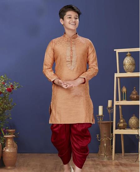 Picture of Magnificent Orange Kids Kurta Pyjama