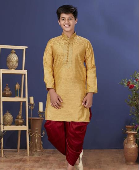 Picture of Charming Golden Kids Kurta Pyjama