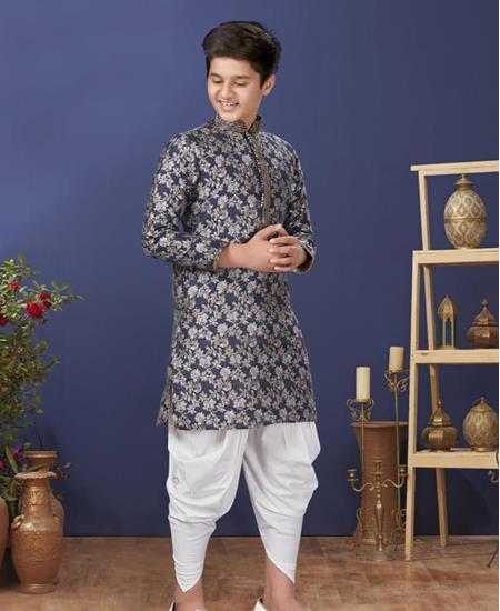 Picture of Stunning Navy Blue Kids Kurta Pyjama