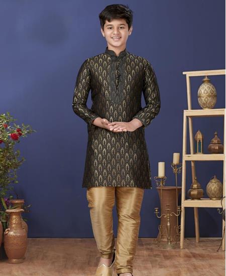 Picture of Lovely Black Kids Kurta Pyjama