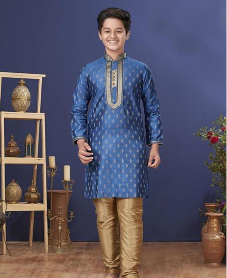 Picture of Exquisite Blue Kids Kurta Pyjama