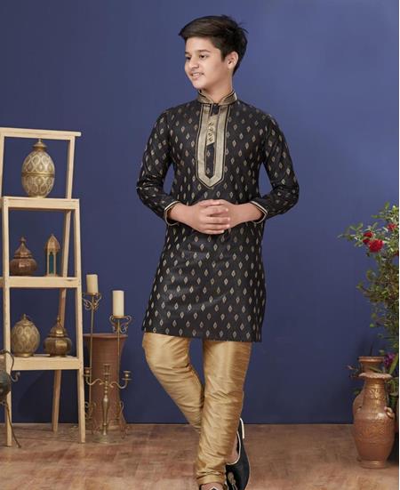 Picture of Ideal Black Kids Kurta Pyjama