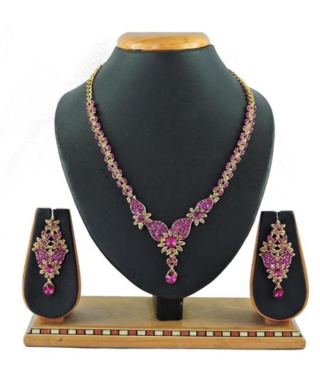 Picture of Superb Rani Pink Necklace Set