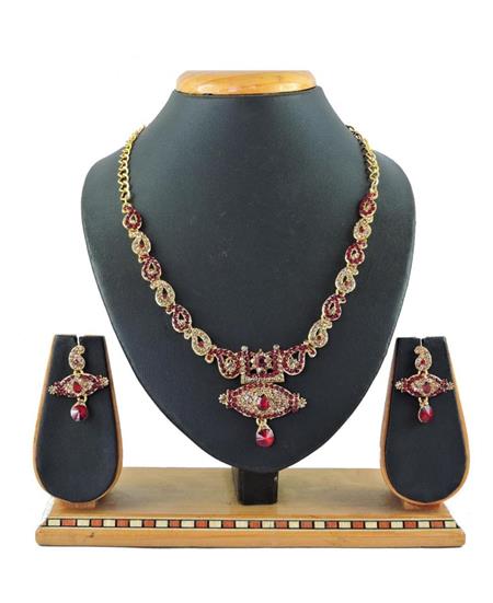 Picture of Stunning Maroon Necklace Set