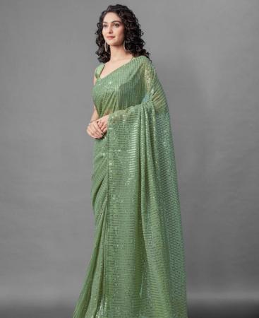 Picture of Magnificent Pistel Green Casual Saree