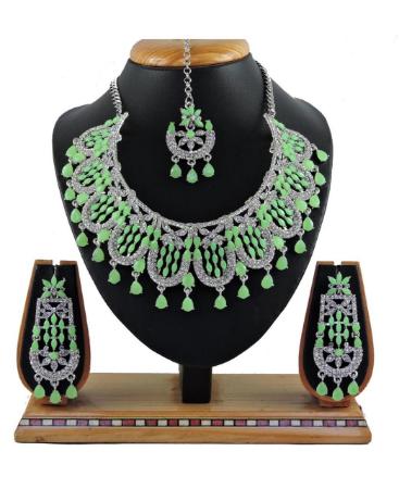 Picture of Resplendent Pista Green Necklace Set