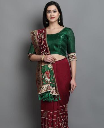 Picture of Gorgeous Maroon Silk Saree