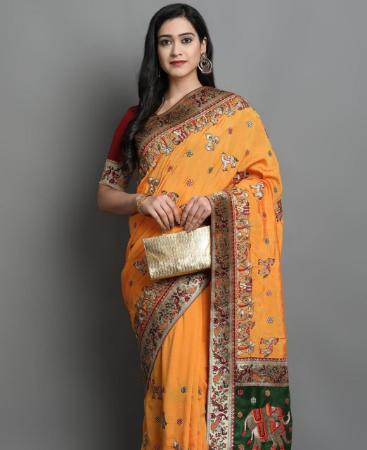 Picture of Delightful Musterd Silk Saree