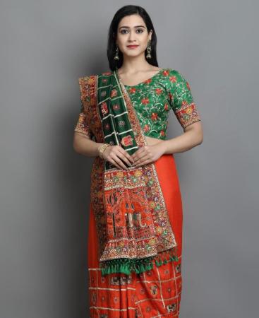 Picture of Enticing Green Silk Saree