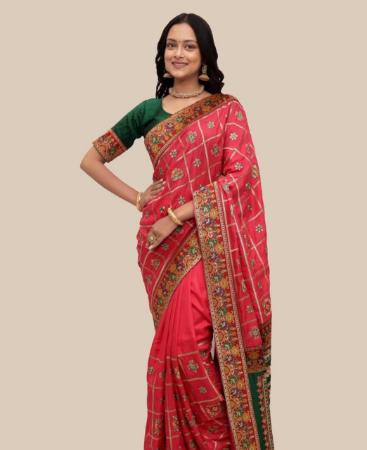 Picture of Resplendent Pink Silk Saree