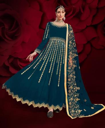 Picture of Taking Teal Blue Anarkali Salwar Kameez