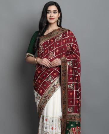 Picture of Beauteous Maroon Silk Saree