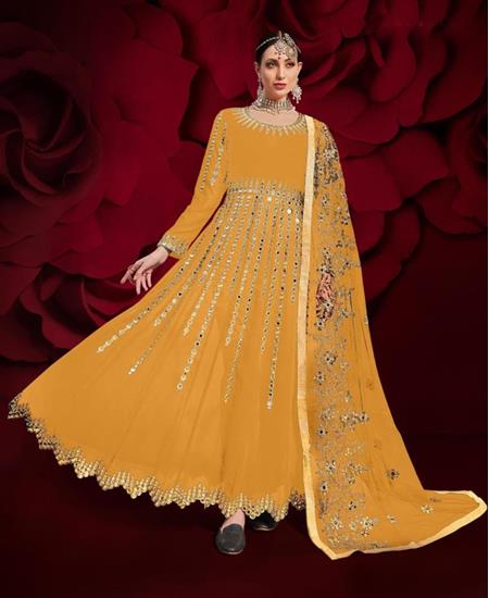 Picture of Beauteous Yellow Anarkali Salwar Kameez