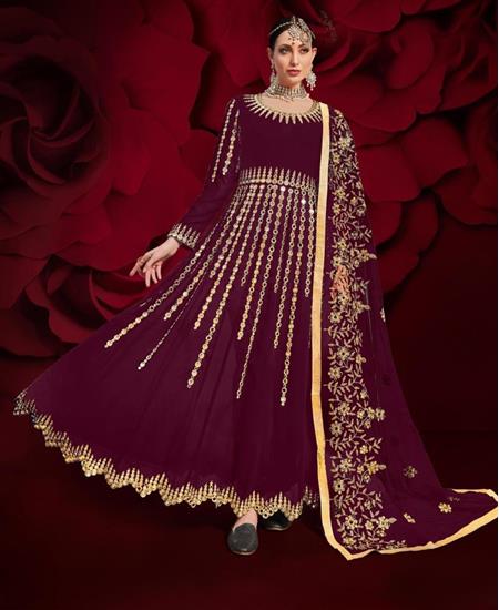 Picture of Pleasing Dark Magenta Anarkali Salwar Kameez