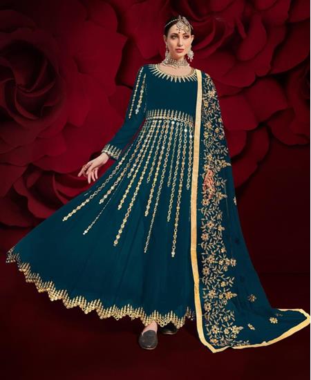 Picture of Taking Teal Blue Anarkali Salwar Kameez