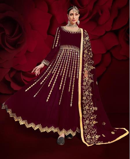 Picture of Elegant Maroon Anarkali Salwar Kameez