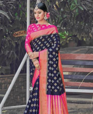 Picture of Resplendent Navy Blue Casual Saree