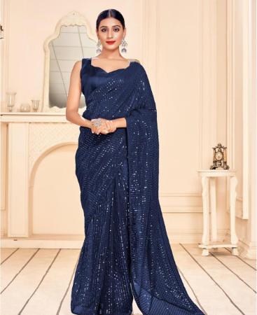 Picture of Charming Navy Blue Casual Saree