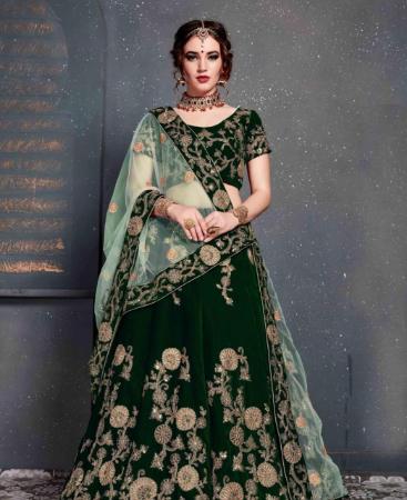 Picture of Beauteous Dark Green Lehenga Choli