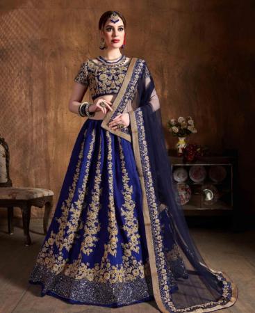 Picture of Excellent Navy Blue Lehenga Choli