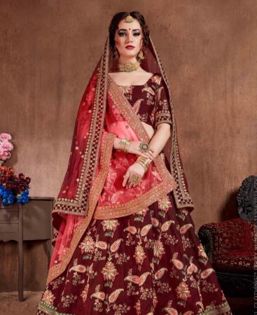 Picture of Lovely Dark Maroon Lehenga Choli