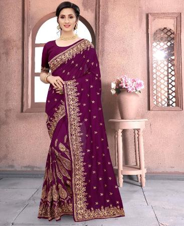 Picture of Good Looking Wine Casual Saree