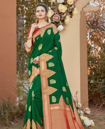 Picture of Pretty Green Silk Saree