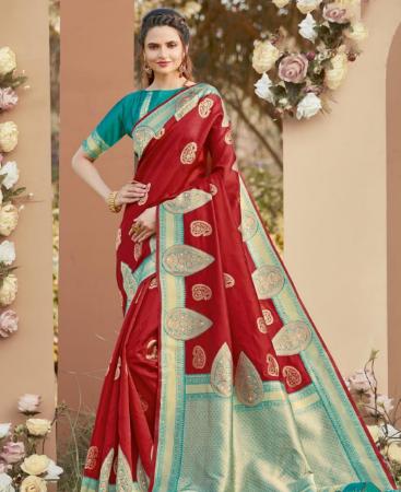 Picture of Fine Red Silk Saree