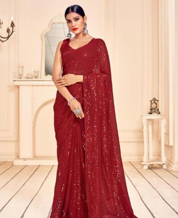 Picture of Beautiful Red Casual Saree