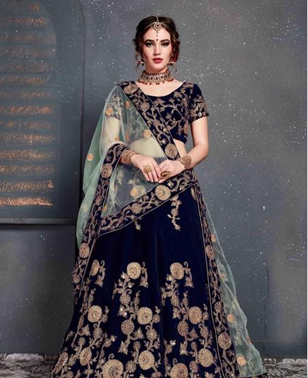 Picture of Ravishing Navy Blue Lehenga Choli