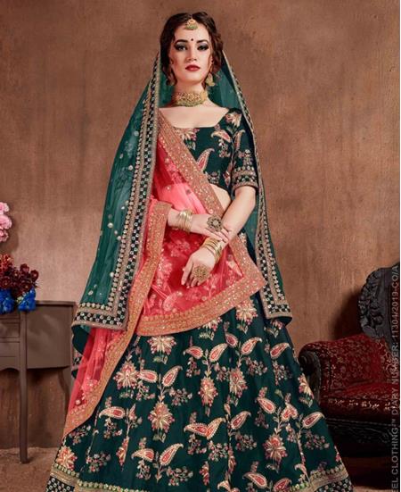 Picture of Comely Dark Green Lehenga Choli