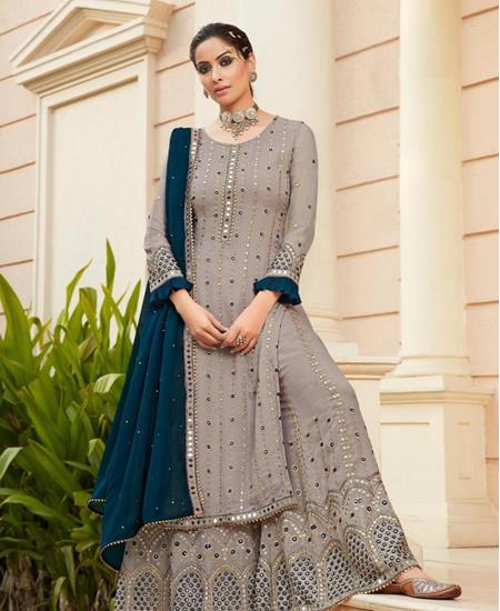 Picture of Statuesque Grey Straight Cut Salwar Kameez