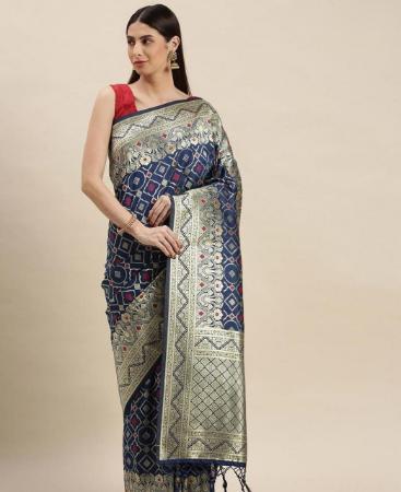 Picture of Elegant Blue Silk Saree