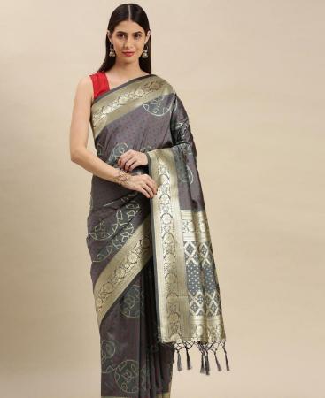 Picture of Appealing Grey Silk Saree