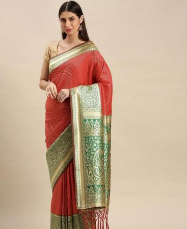 Picture of Splendid Red Silk Saree