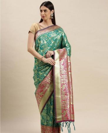 Picture of Classy Teal Silk Saree