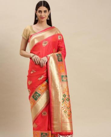 Picture of Shapely Tamato Silk Saree