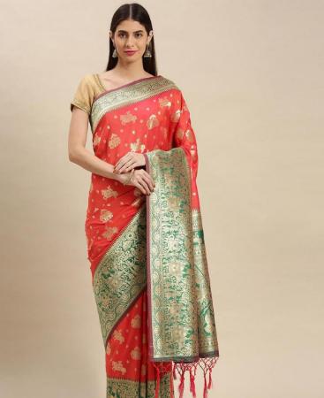 Picture of Ravishing Red Silk Saree